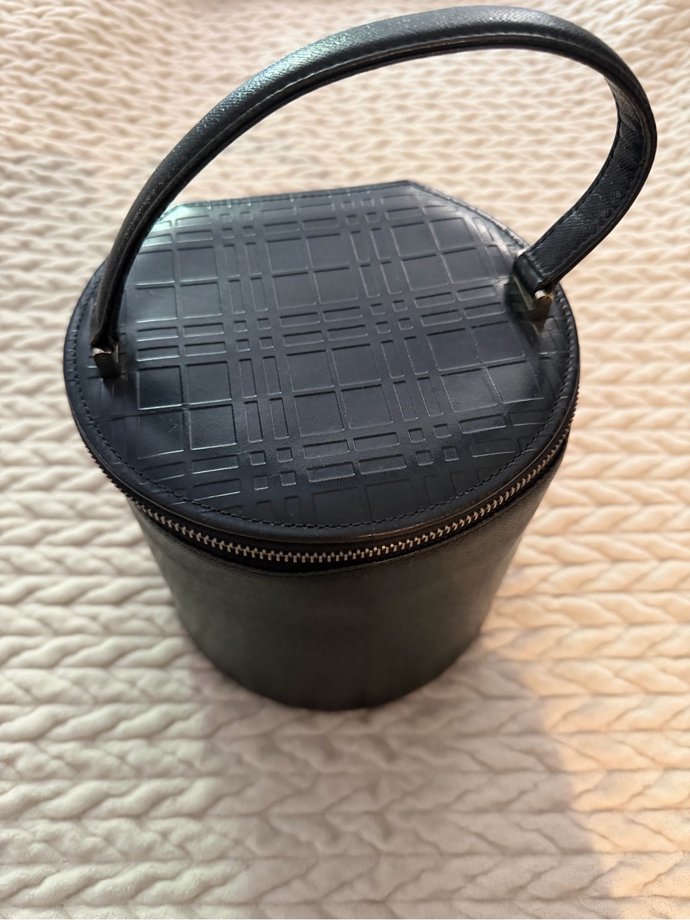 Burberry Black Leather Cylinder Vanity Bag